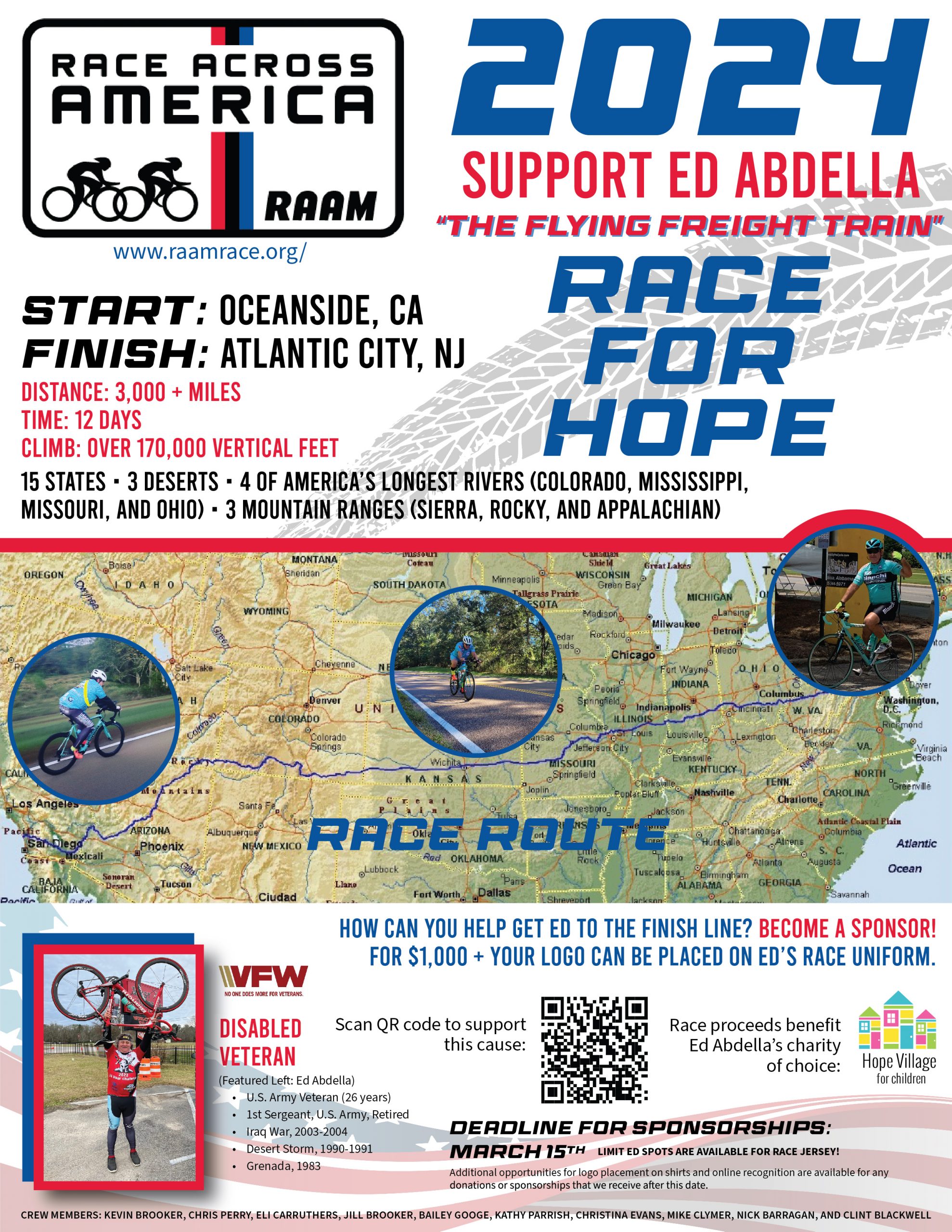 Race Across America for Hope 2024 Hope Village for Children